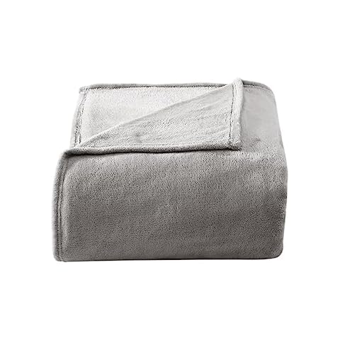 Poppy & Fritz Ultra Soft Plush Fleece Reversible Bedding, Lightweight Home Decor for All Seasons Blanket, King, Solid Grey Cover