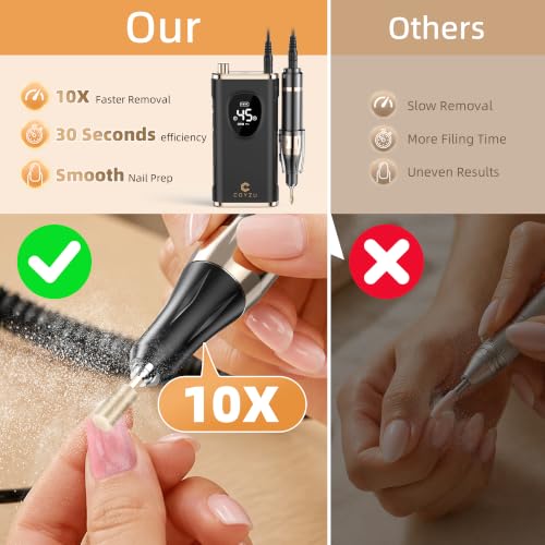 COYZU Professional Electric Nail Drill Rechargeable Nail File | for Acrylic & Gel, High Speed 45000RPM, Cordless, Portable Gel Polish Removal E file, Beginner Friendly, for Beauty Lovers - image 7