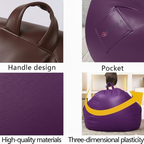 Image of 4XL Bean Bag Cover with Foot Stool & Cushion Cover | Premium PVC Leatherette | Double Stitched | 6 Months Warranty (Beans Required) Color- (Purple)