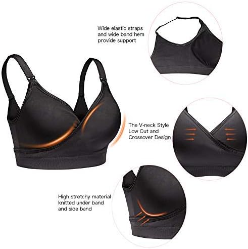 CLUCI 3 Pack Women Nursing Maternity Bra Full Bust Sleeping Wireless Bralette for Breastfeeding with Bra Extenders Clips