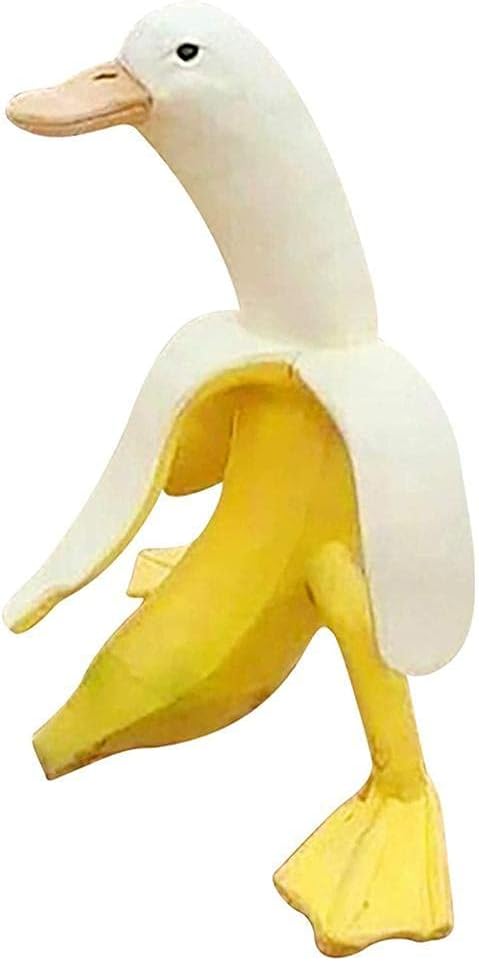 Banana Duck Sculpture - Whimsical Yard Art, Peeled Statue Garden Outdoor Decor Figurines for Lawn