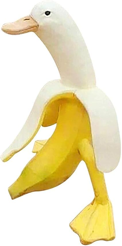 Bananenente Gartenfigur - Lustige Harz Statue Für Terrasse & Vorgarten