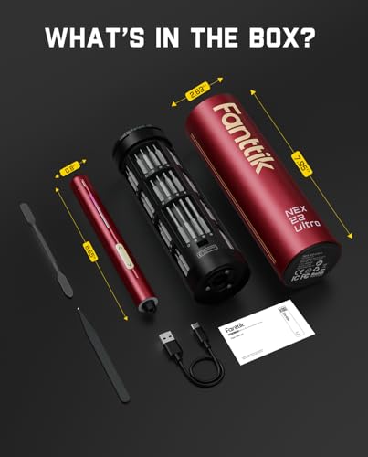 Fanttik E2 Ultra Mini Electric Screwdriver, Cordless Screwdriver, Max 0.6N.m, 50 Magnetic Bits, 5/32'' Hex, Magnetic Storage, Repair Tool for Electronics, Camera, Laptop, and PC Build (Red) thumbnail 9