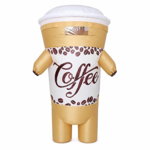 Vseutiac Costume Halloween Gonflable Tasse de Café Déguisement Combinaison Tenue avec Fenêtre Claire Forme de Grande Tasse Impact Visuel Suitable pour Tournage