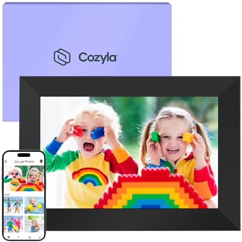 Cozyla Digital Picture Frame WiFi Send Pictures & Videos via Google Photos Email Web Browser Instagram Phone App Unlimited Storage Digtal Photo Frame Electronic Picture Frame Slideshow 10.1 Inch Black