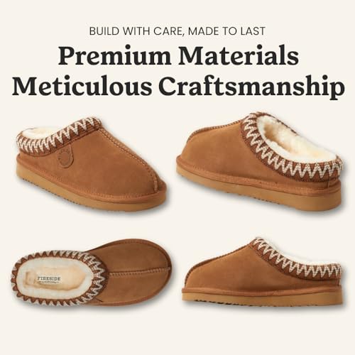 Image of Fireside by Dearfoams Women's Greta Genuine Shearling Clog Slippers, 100% Natural Suede Clogs for Outdoor & Indoor