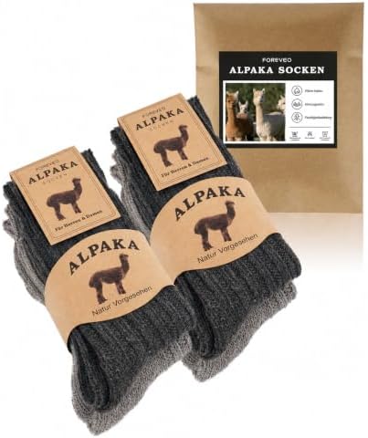 FORVEVO 4 Paar Alpaka Socken Wollsocken Herren Damen, Thermo Wintersocken | Warme Socken mit Alpakawolle, Flauschig Stricksocken für Kaltes Wetter