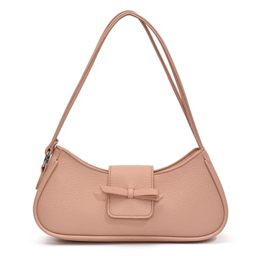 Bolso de hombro para mujer, de piel sintética, elegante, de color sólido, moderno, para viajes, compras, trabajo, cita, Pink, 300.00x60.00x105.00mm/11.81x2.36x4.13inch