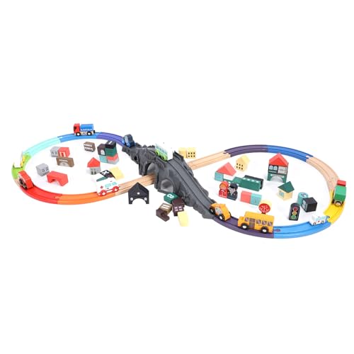 Hidyliu juguete interactivo educativo de pista de madera de haya con 126 piezas para niños 5