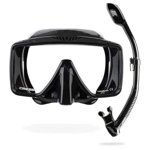 CRESSI seit 1946 - SF1 & Dry Combo - Rahmenlose quadratische Maske mit gehärteter Scheibe + Dry Schnorchel, super zum Freitauchen und Schnorcheln, Schwarz/Schwarz, Einheitsgröße Unisex