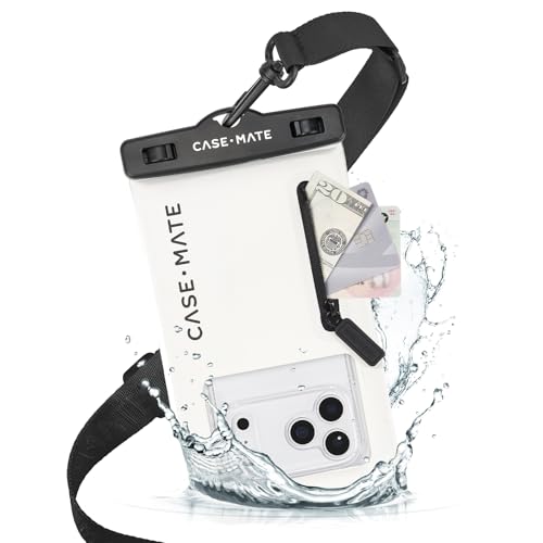 Case-Mate IP68 Waterproof Phone Pouch with Zip Pocket for 3 Cards & Cash - Large Floating Phone Case w/Crossbody Lanyard - Beach Cruise Ship Travel Essentials Compatible w/All Devices - Sand Dollar