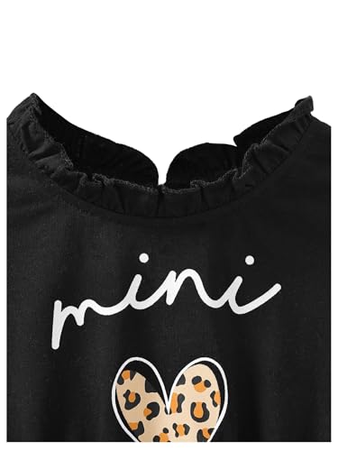 MakeMeChic Girl's Leopard Graphic Print Belted Dress Long Sleeve Round Neck Ruffle Mesh Short Dresses4