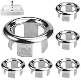 JINSION 6PC Waschbecken Überlauf Abdeckung, Universelle Überlauf Waschbecken Rosette, Dekorative Küche Bad Waschbecken Loch Runde, Überlaufrosette Spüle Abfluss Abdeckung Einfügen im Loch Ersatzteile