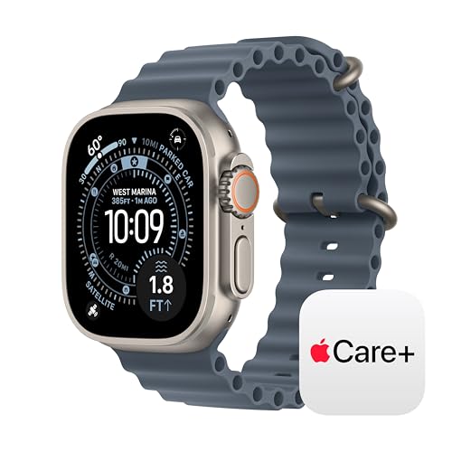 Image of Apple Watch Ultra 3 [GPS + Cellular 49mm] Running & Multisport Smartwatch w / Rugged Titanium Case w / Anchor Blue Ocean Band w / AppleCare+ (2 years)