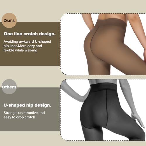 Image of Women's Fleece Lined Tights,Thicken for warmth Opaque Tights T-Crotch Fake sheer Strong Tights For Winter