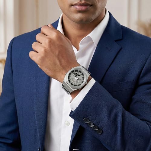 Image of SKMEI Stainless Steel Men Analog Watch Dual-Display Electronic Watch with Luminous 30M Waterproof Watch Fashion Multifunctional Sports Watch for Men- 1816