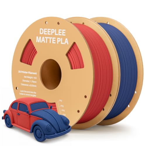 DEEPLEE Matte PLA Filament 1.75mm Ruby Red/Navy Blue 2kg Bundle