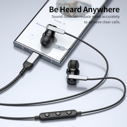 Image of USB C Wired Earphones with Microphone & Volume Control, Type-C in-Ear Headphones with Portable Pouch & Noise Isolating Stereo Sound for Samsung, Google Pixel, iPad Pro, Laptop, Tablet (Black)