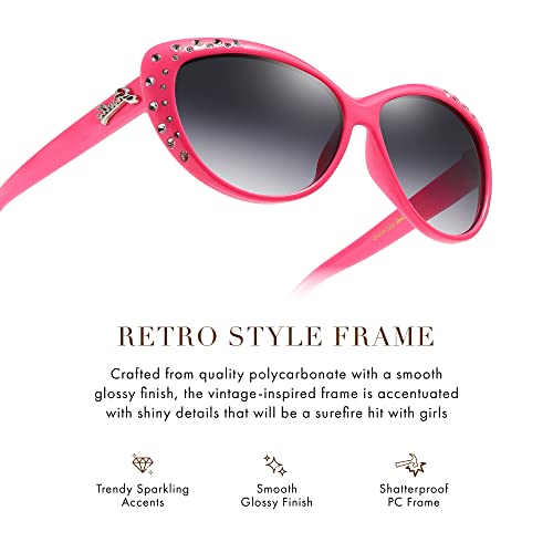 Image of Giselle Kids AGE 6-14 Rhinestone Cat Eye Sunglasses