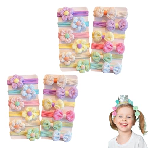WUSJCOF 24 Elastici per Capelli Bambina con Fiocco e Fiore, Accessori per Capelli per Code di Cavallo per Neonati, Bambine e Ragazze (Fiocchi e Fiori Colorati)