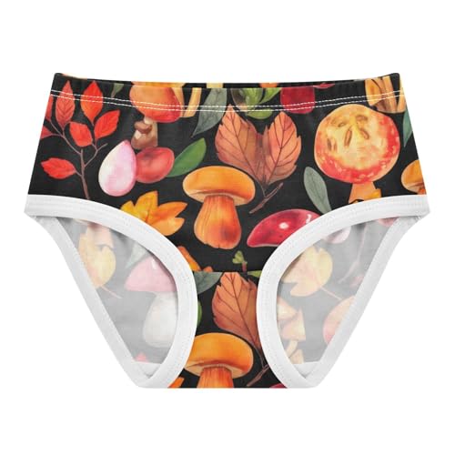 Mushrooms Autumn Leaves Black Girl Panties Cute Toddler Underwear Custom Cotton Designer Undies Kids Briefs 2t