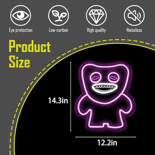 Image of Person Funny Ugly Monster Neon Sign for Wall Decor, Dimmable Neon Light, 14.3x12.2 Inch, for Bedroom, Club, Cafe, Bar, Aesthetic Decor