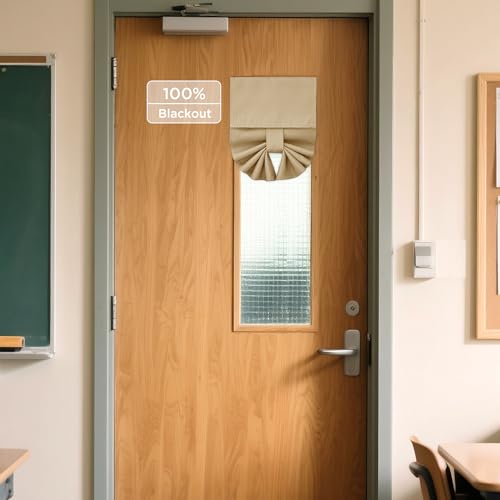 NICETOWN Biscotti Beige 100% Blackout Classroom Door Side Window Cover