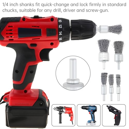Image of ChgImposs 18 Pack Wire Brush Drill Attachments, 6 Sizes Wire Wheel for Drill, 0.012 inch Crimped Wire 1 /4 inch Hex Shank for Paint Surface and Small Spaces Peeling and Grinding