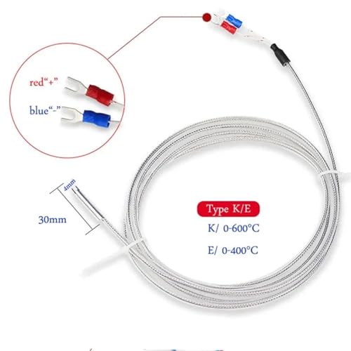 Termopar tipo K 4x30mm sensor de temperatura con cable trenzado blindado 1M para controlador 3