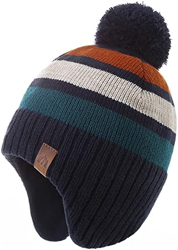 AHAHA Boys Winter Hat Baby Beanies with Earflap Upgrade Fleece-Lined Skiing Toddler Hat