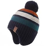 AHAHA Boys Winter Hat Baby Beanies with Earflap Upgrade Fleece-Lined Skiing Toddler Hat