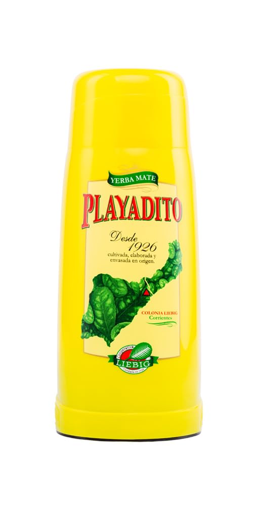 Playadito Thermo 1 l – podwójne ścianki, szklany pojemnik wewnętrzny, powłoka zewnętrzna z tworzywa sztucznego, utrzymuje ciepło wody przez 12 godzin, idealny w podróży i do biura