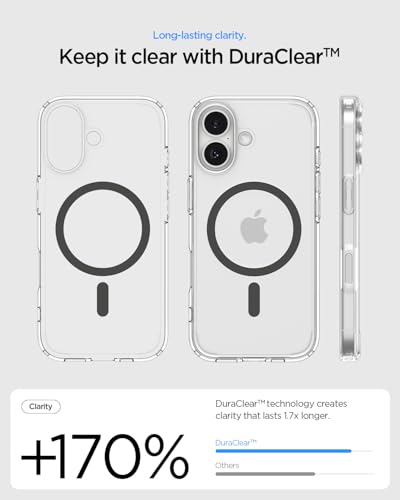 Image of Spigen for iPhone 17 Case, Ultra Hybrid MagFit [TPU Covered Camera Control] [Anti-Yellowing] [Compatible with Magsafe] - Clear Graphite