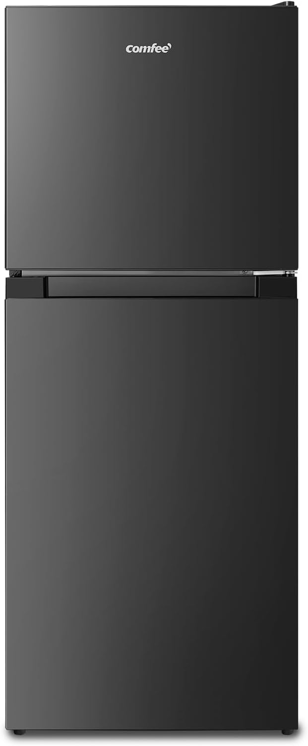 COMFEE' 冷蔵庫 132L 幅47cm 大容量 急冷モード 耐熱天板 省エネ コンパクト スリム 小型 右開き 2ドア 一人暮らし RCT128BL1JP(E) ブラック