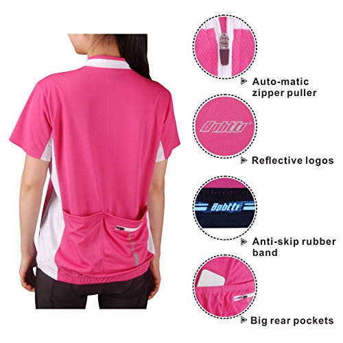 Bpbtti Women's Half Zipper Short Sleeve Cycling Jersey Bike Biking Shirt With 3-Rear Pockets (Xx-Large, Chest Pink/White) #TOP3