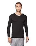 Mens Lightweight Baselayer Vneck Top, Black, Size Large