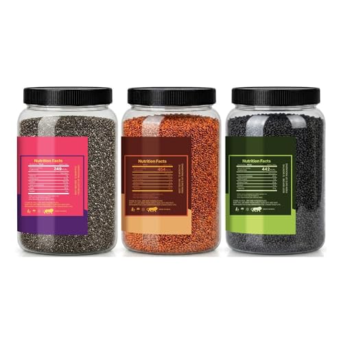 Image of LILA DRY FRUITS Seeds Combo Pack Basil Halim Chia Seed 100 g x 3 | Sabja Seeds, Garden Cress Seeds & Chia Seeds Mix | Raw Super Seeds for Daily Nutrition and Healthy Eating Perfect for Gifting