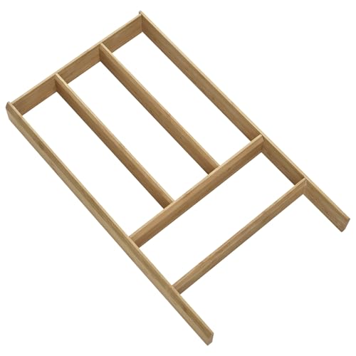 Orga-Box Individual Cubertero de bambú aceitado (473 x 273 x 50 mm) Cubertero multifuncional Sistema divisor para cajones con una profundidad interior de 473 mm
