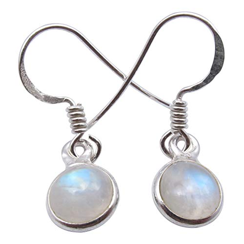 SilverStarJewel Muttertag Aktion Runder 7 x 7 mm Regenbogenmondstein tcw 2,8 Ohrringe 2,8 cm 1,6 GMS massives Silber Cover