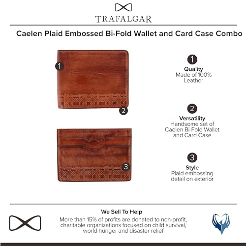 Trafalgar Men's Caelen Plaid Embossed Bi-Fold Wallet and Card Case Combo2