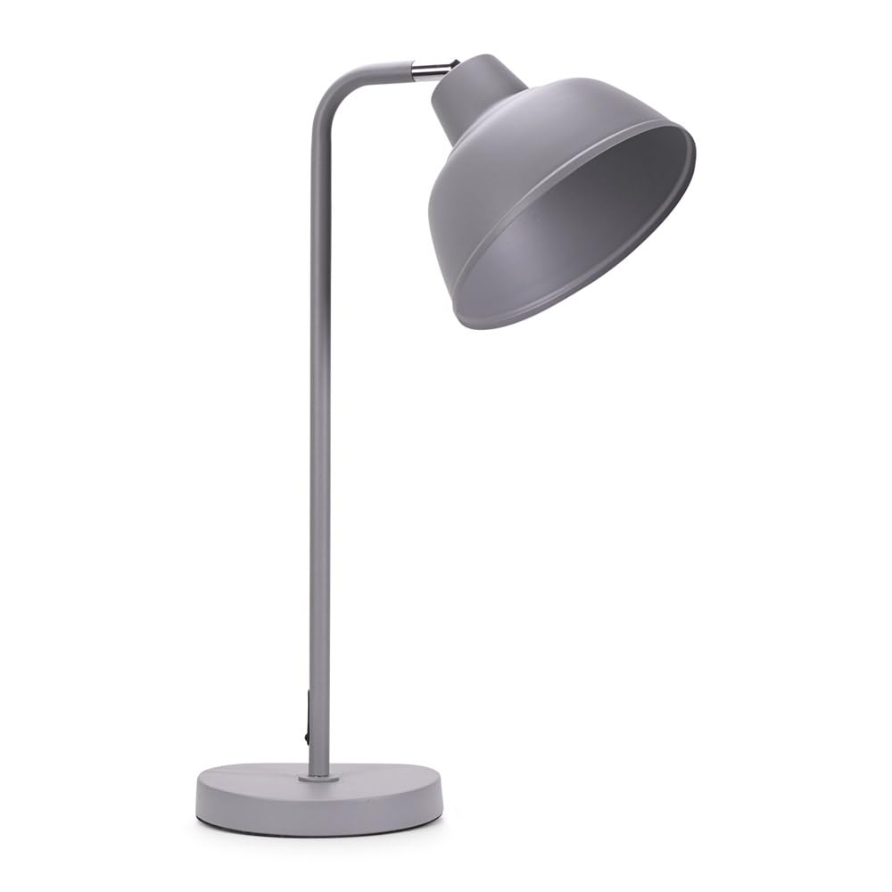 Valuelights Grey | Metal Stem Table Lamp With Angled Dome Shade | Table Lamps, Home Décor & Improvement Essential
