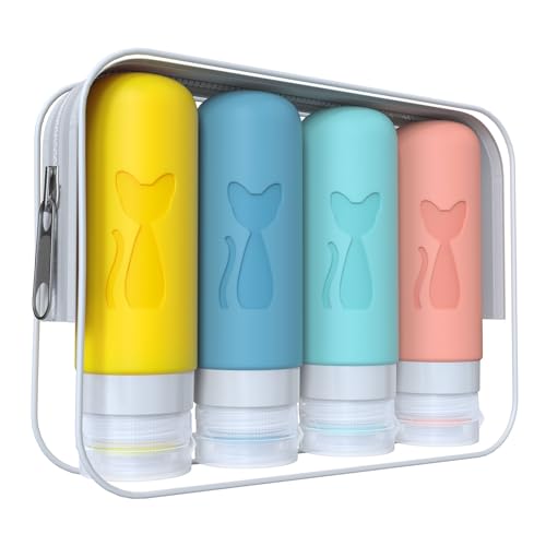 Zafit TSA Approved 3oz Leakproof Travel Bottles for Toiletries, Refillable Containers for Shampoo Conditioner Lotion Body Wash(Multicolored B)