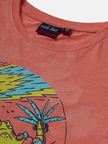 Image of Gini & Jony Boys Red Printed Knits Half Sleeves T-Shirt