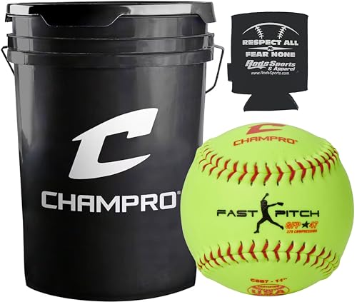 Pelotas de sóftbol para entrenamiento de 11 pulgadas en cubo de 18 piezas CHAMPRO