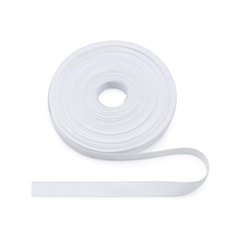 Jamsinmu White Natural Cotton Ribbon 10mm, 22 Yards Plain Woven Webbing for Edge Reinforcement Webbing, DIY Sewing Crafts - Plain 10mm*22Y