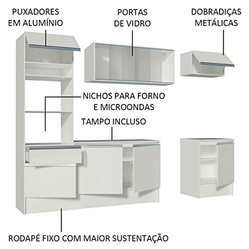 Cozinha Completa Madesa Topazio com Armário, Balcão e Tampo