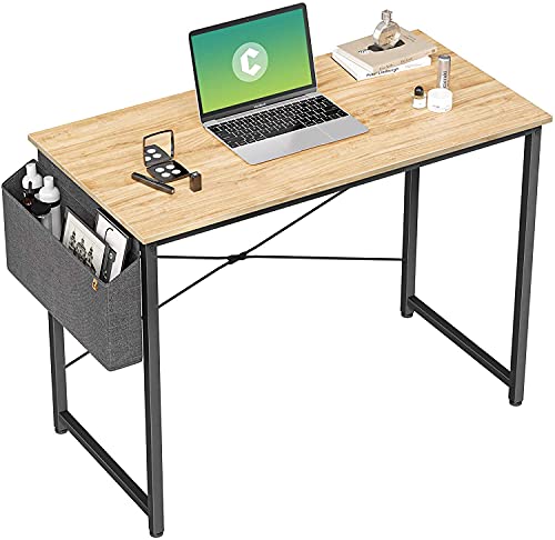 Image of Cubiker Computer Desk, Home Office Writing Study Desk, Modern Simple Style Laptop Table with Storage Bag (Natural, 31.8)