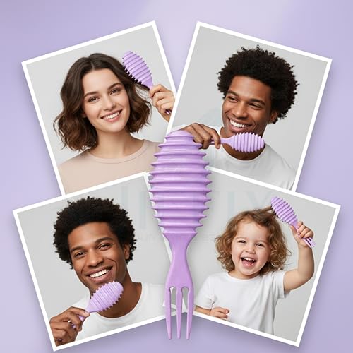 Image of Curly Hair Brush - Curl Defining & Detangling Brush for Women & Men - Boar Bristle Styling Brush for Shaping, Combing & Enhancing Natural Curls - Suitable for All Hair Types (Pastel Purple)