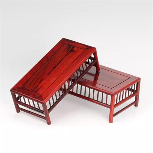 Mesa de exhibición de bonsáis pequeña y soporte rectangular de madera. 7