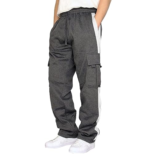 Genérico Pantalonetas Deportivas Hombre Pantalones Deportivos de Bloque de Color para Hombre Pantalón De Cuadros Hombre (Dark Gray, XXL)